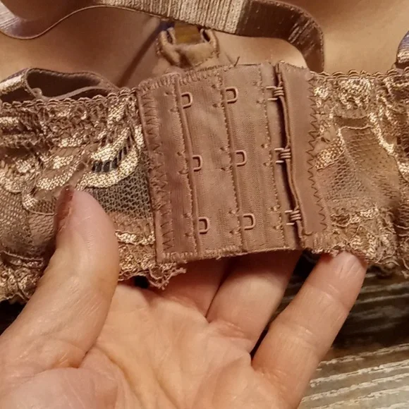 NWOT 36D Feminine Rene Rofe caramel Colored Lace Sexy Padded Underwire Bra - Picture 10 of 12